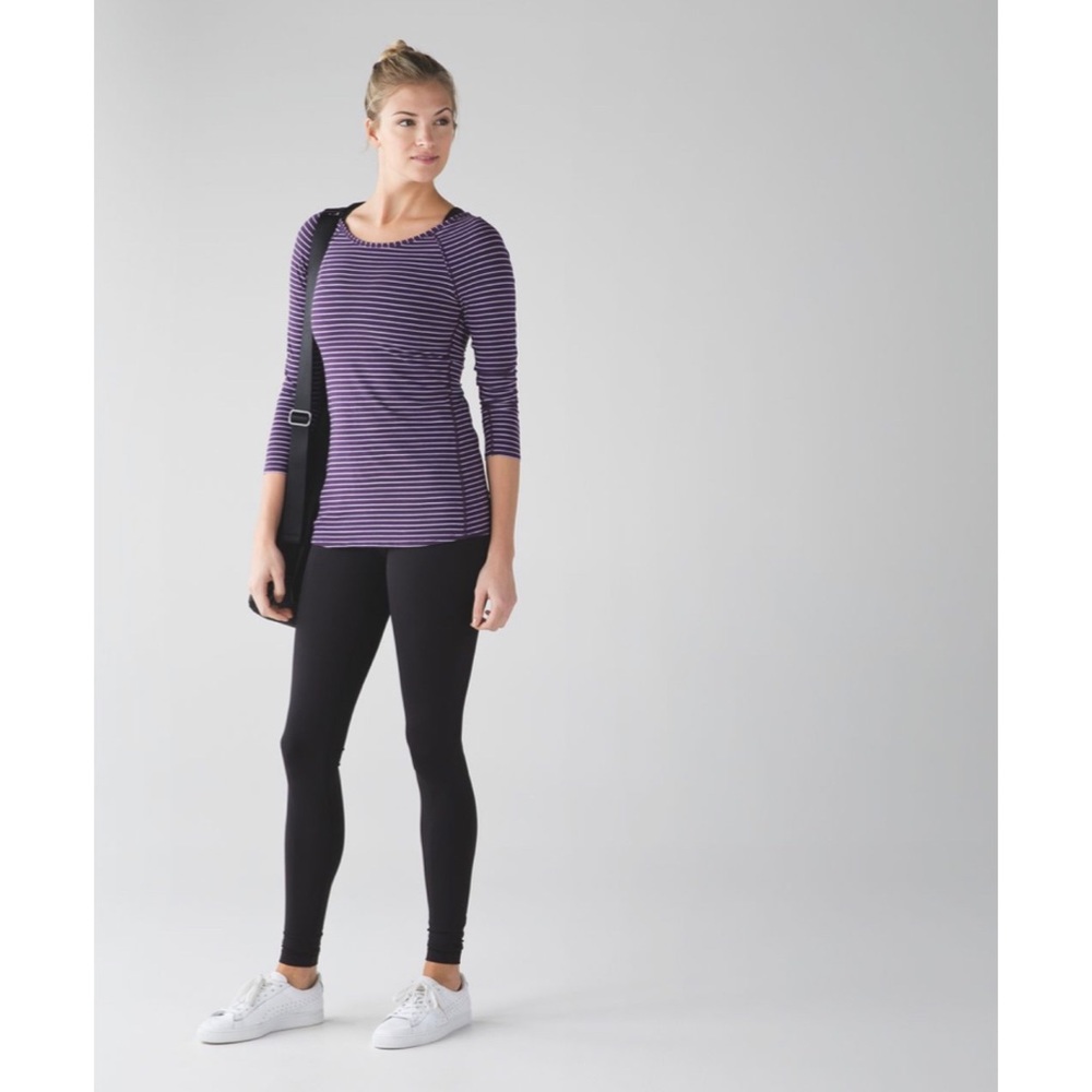Lululemon Physically Fit Long Sleeve Tee Parallel Stripe Deep Zinfandel 6 - Picture 2 of 9
